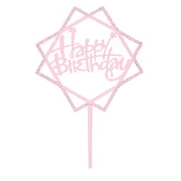Топпер для торта «С днём рождения», со стразами, розовый