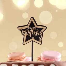 Топпер для торта «С днём рождения», чёрно-золотой