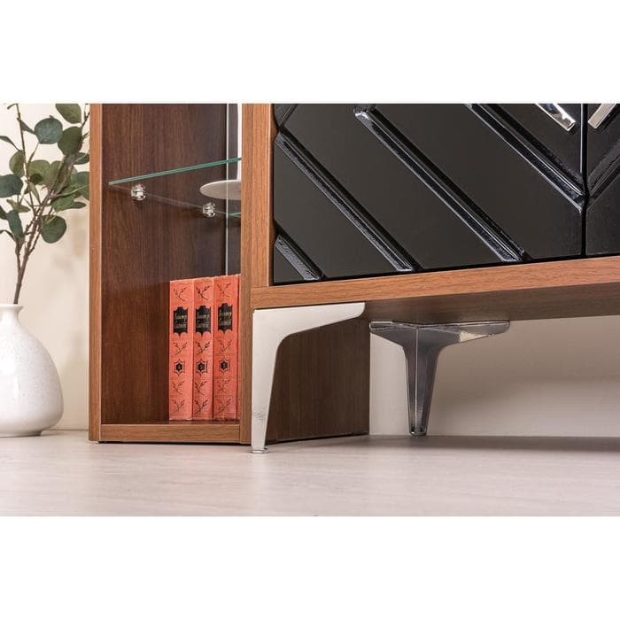 Тумба под ТВ «Муар 13.262», 1380×399×534 мм, цвет орех селект каминный / чёрный глянец