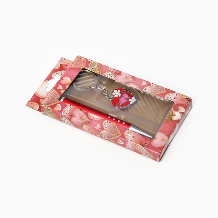 Набор подарочный 2 в 1, ручка, брелок-сердечко