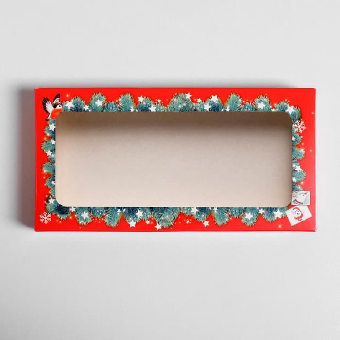 Коробка для шоколада новогодняя «Письмо от Дедушки Мороза», с окном, 17×8.5×1.5 см