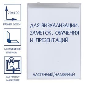 Флипчарт магнитно-маркерный Calligrata, 70×100 см, настенный/надверный