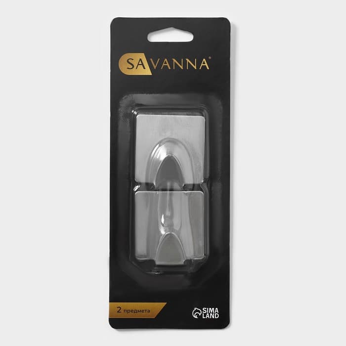 Крючки самоклеящиеся SAVANNA «Квадрат», 2 шт., металл, 3.8×3.5×1.5 см, хромированные
