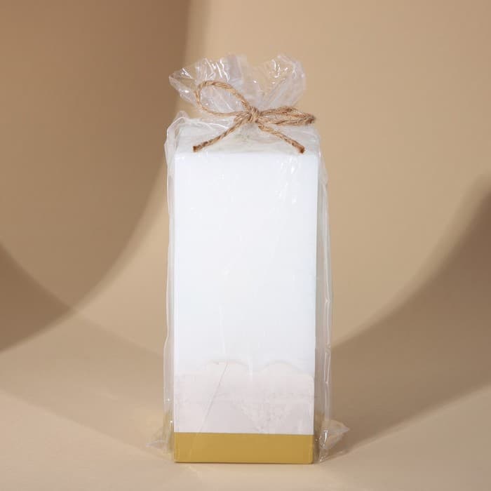 Свеча декоративная, белая с бетоном, столбик, 6×6×14 см