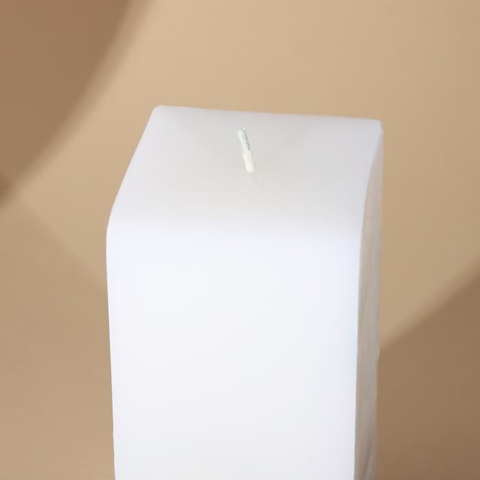 Свеча декоративная, белая с бетоном, столбик, 6×6×14 см