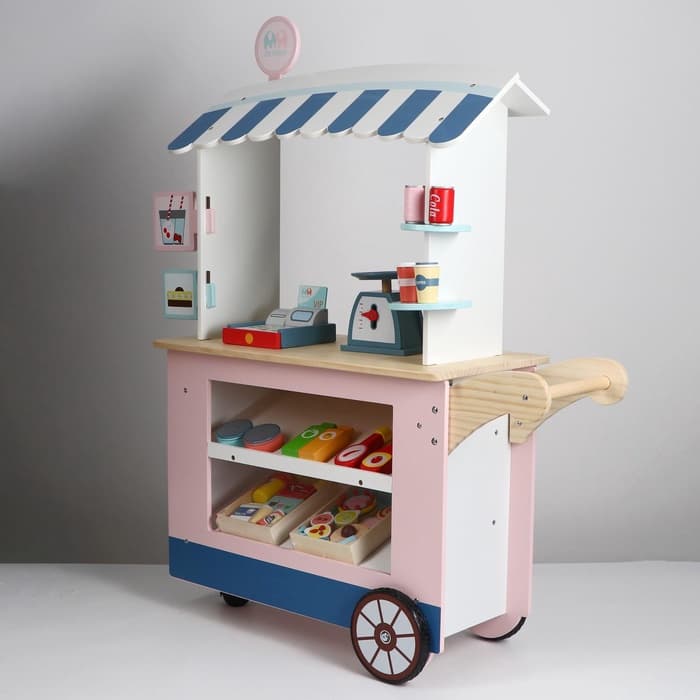 Игровой деревянный набор «Продуктовая лавка. Мечта», на колёсах, 74×30×102 см