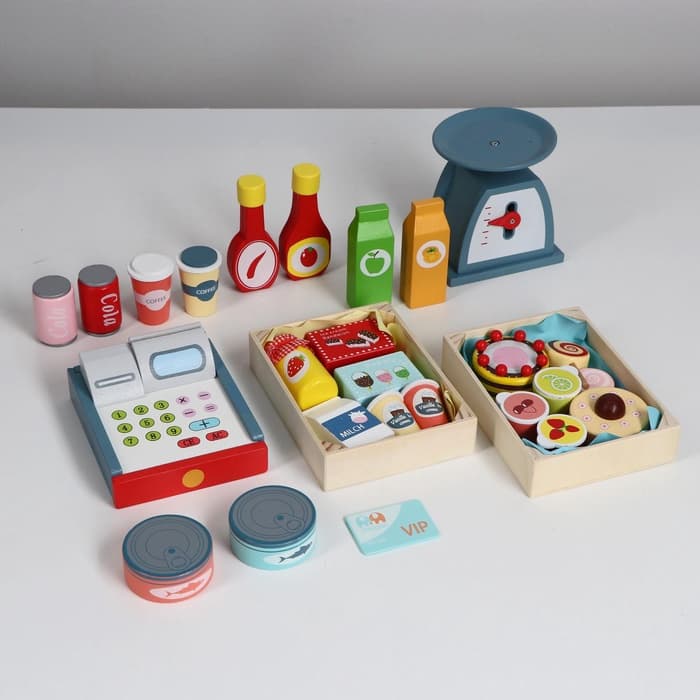 Игровой деревянный набор «Продуктовая лавка. Мечта», на колёсах, 74×30×102 см