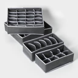 Органайзеры для хранения белья Доляна «Гранж», 4 шт., 33×32×10 см, 31×15.5×10 см, 29×14×10 см, серые