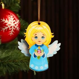 Ёлочная игрушка «Ангелочек», подвеска, 7×6.2×5 0.5 см