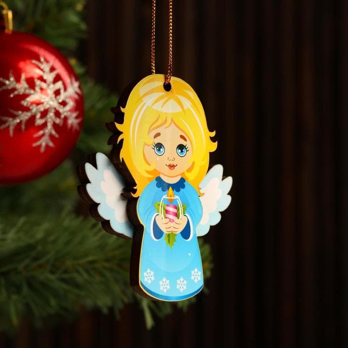 Ёлочная игрушка «Ангелочек», подвеска, 7×6.2×5 0.5 см