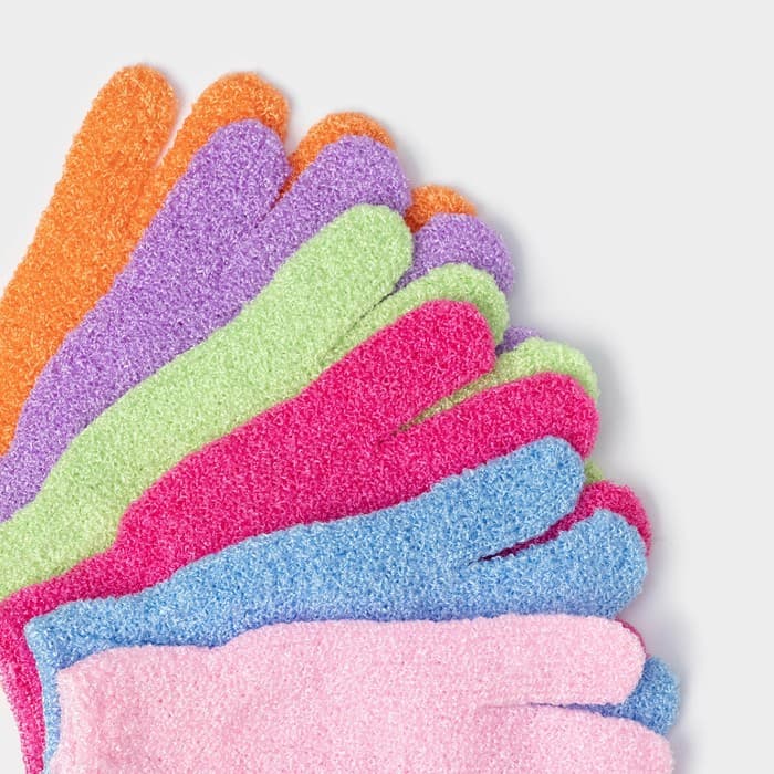 Мочалка - перчатка массажная Доляна, 14×18 см, однотонная, МИКС