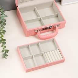 Шкатулка для украшений «Чемодан. Кожа крокодила», искусственная кожа, розовый матовый, 10×18×24 см