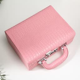 Шкатулка для украшений «Чемодан. Кожа крокодила», искусственная кожа, розовый матовый, 10×18×24 см