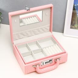 Шкатулка для украшений «Чемодан. Кожа крокодила», искусственная кожа, розовый матовый, 10×18×24 см