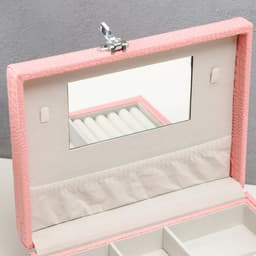 Шкатулка для украшений «Чемодан. Кожа крокодила», искусственная кожа, розовый матовый, 10×18×24 см