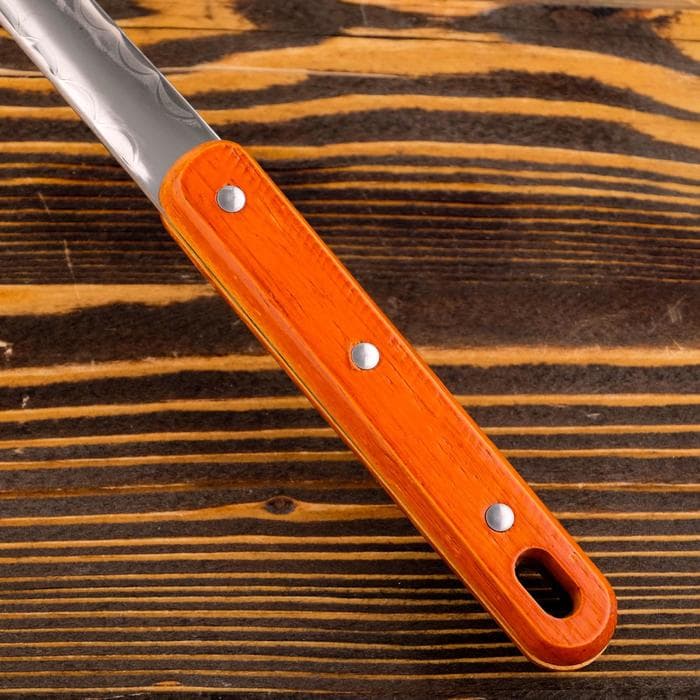 Шумовка для казана Шафран, 43 см, диаметр 16 см, узбекская, с деревянной ручкой, металл