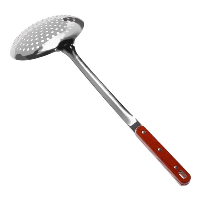 Шумовка для казана Шафран, 43 см, диаметр 16 см, узбекская, с деревянной ручкой, металл