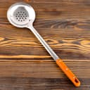 Шумовка для казана Шафран, 45 см, диаметр 12 см, узбекская, с деревянной ручкой, металл