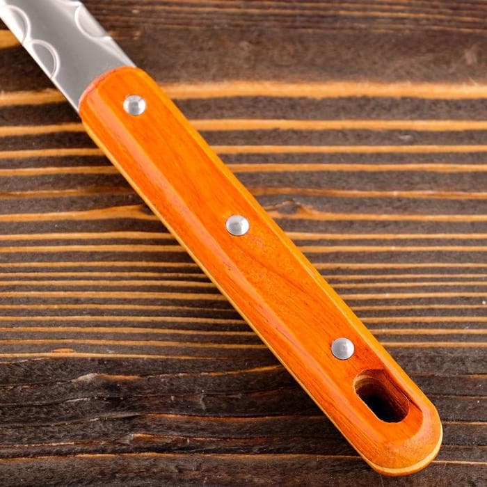 Шумовка для казана Шафран, 45 см, диаметр 12 см, узбекская, с деревянной ручкой, металл