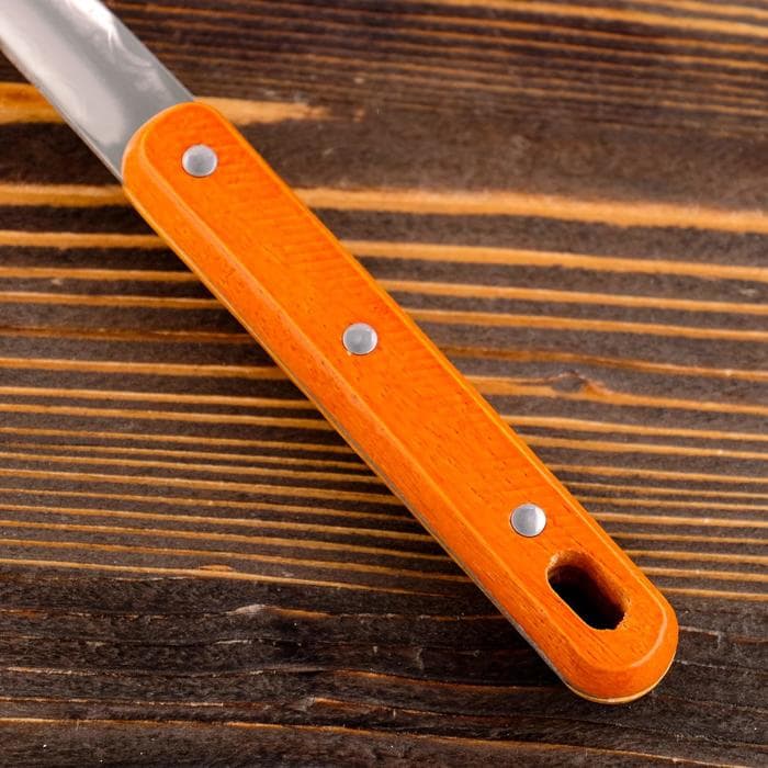 Шумовка для казана Шафран, 45 см, диаметр 12 см, узбекская, с деревянной ручкой, металл