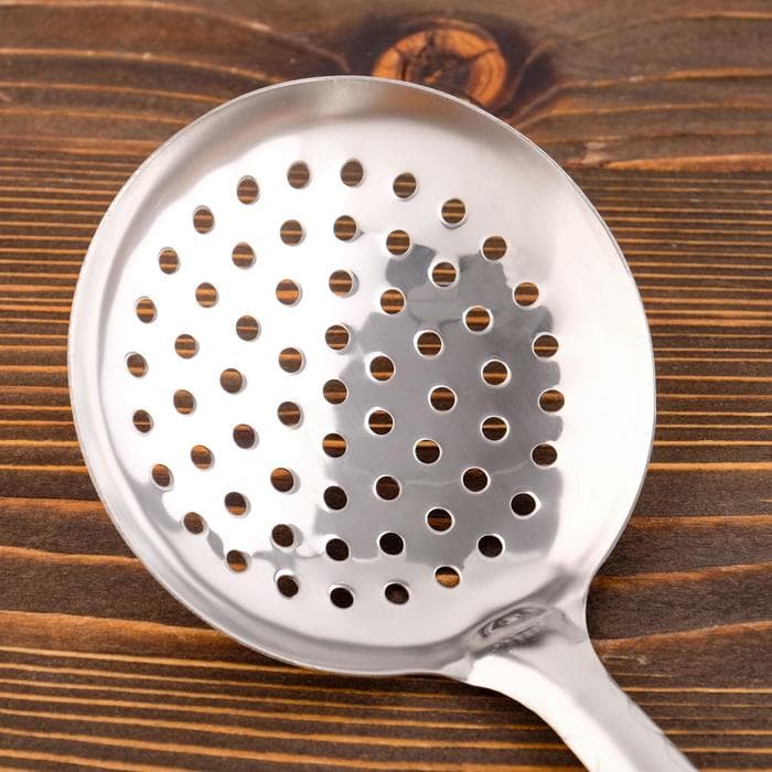 Шумовка для казана Шафран, 43 см, диаметр 12 см, узбекская, с деревянной ручкой, металл