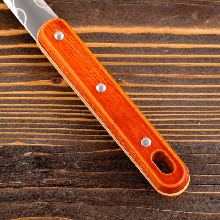 Шумовка для казана Шафран, 43 см, диаметр 12 см, узбекская, с деревянной ручкой, металл