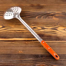 Шумовка для казана Шафран, 43 см, диаметр 12 см, узбекская, с деревянной ручкой, металл