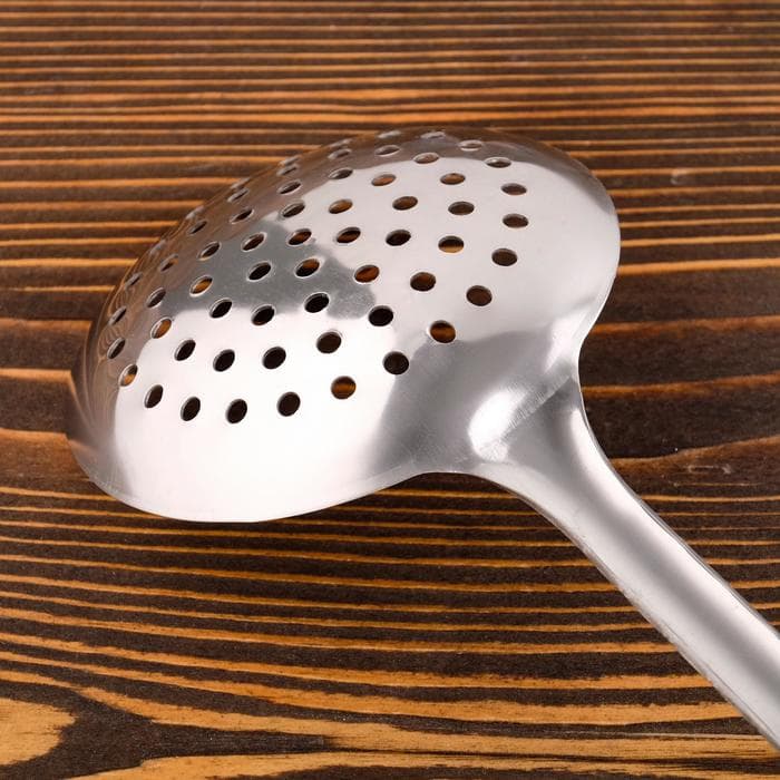 Шумовка для казана Шафран, 43 см, диаметр 12 см, узбекская, с деревянной ручкой, металл