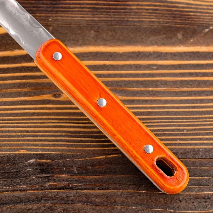 Шумовка для казана Шафран, 43 см, диаметр 12 см, узбекская, с деревянной ручкой, металл