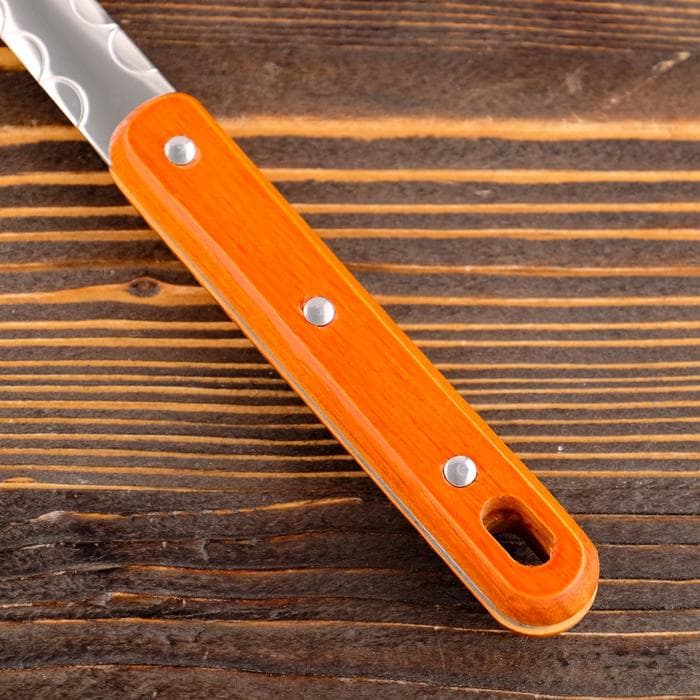 Шумовка для казана Шафран, 48с м, диаметр 17 см, узбекская, с деревянной ручкой, металл