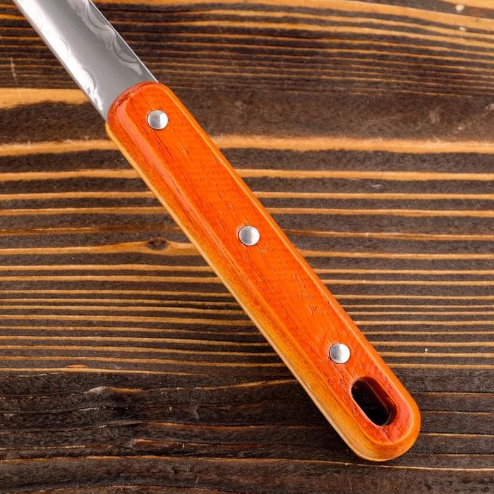 Шумовка для казана Шафран, 48с м, диаметр 17 см, узбекская, с деревянной ручкой, металл