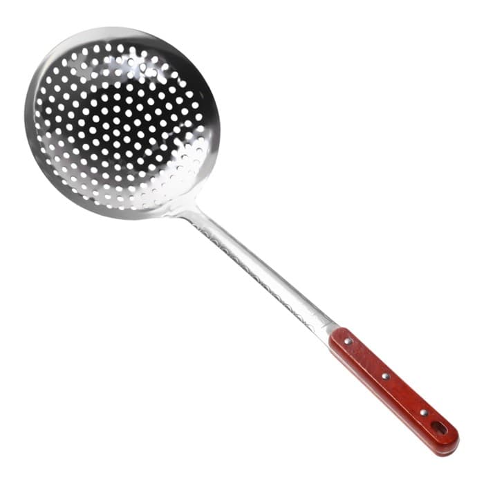 Шумовка для казана Шафран, 48с м, диаметр 17 см, узбекская, с деревянной ручкой, металл