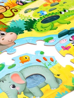 Пазлы с тактильными вставками «Зверята джунглей», 13 деталей