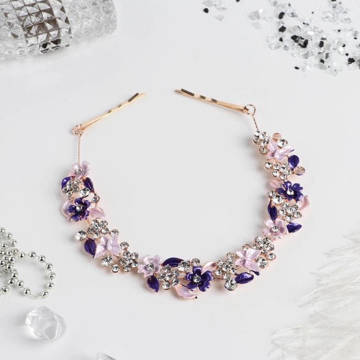 Аксессуар для волос «Эрика», бабочки и цветочки, 23.5 см