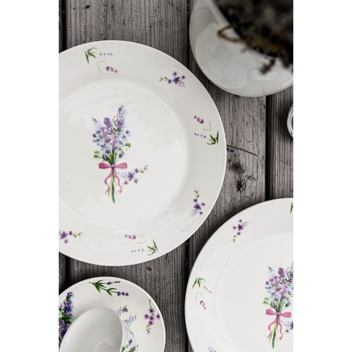 Тарелка обеденная Доляна «Лаванда», d=25.3 см, фарфор, белая