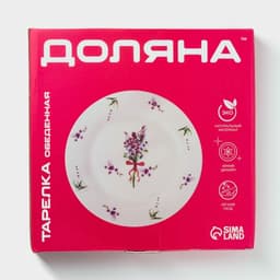 Тарелка обеденная Доляна «Лаванда», d=25.3 см, фарфор, белая