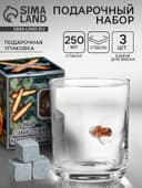 Подарочный непробиваемый набор «Военный»: стакан с пулей 250 мл, камни для виски 3 шт.