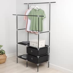 Вешалка - стойка напольная для одежды Доляна, 2 перекладины, 2 ящика, 120×43×169 см, чёрная