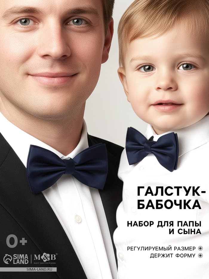 Галстук - бабочка для мальчика и папы «Агенты 007» Mum&amp;Baby