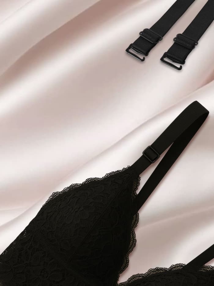 Лямки для бюстгальтера, текстильные, 2 см±2 мм, 34 см, пара, чёрные