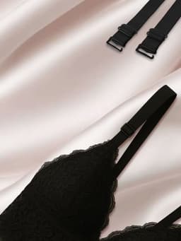 Лямки для бюстгальтера, текстильные, 2 см±2 мм, 34 см, пара, чёрные