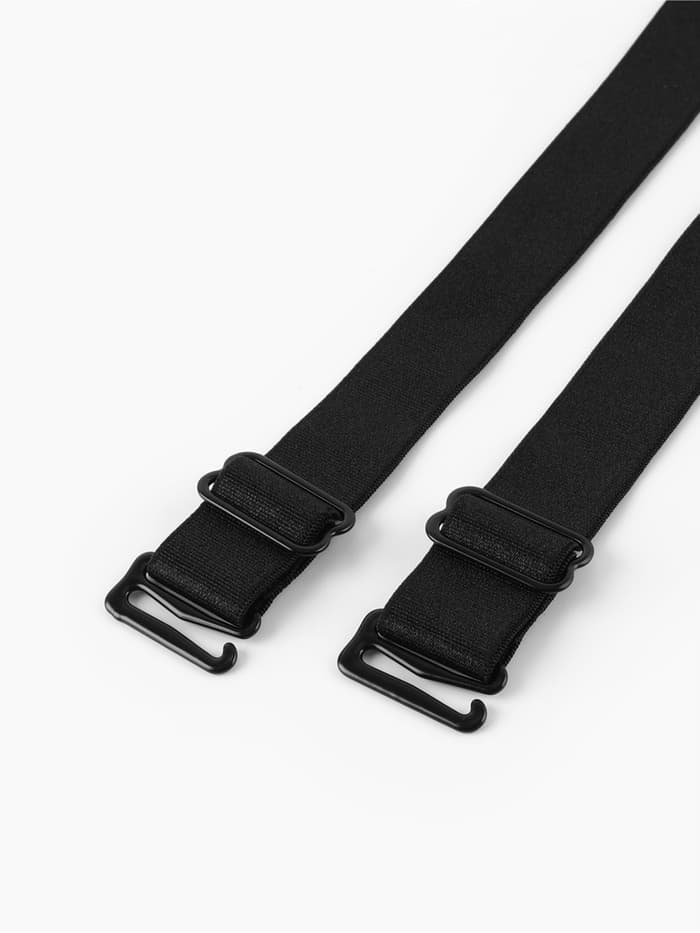 Лямки для бюстгальтера, текстильные, 2 см±2 мм, 34 см, пара, чёрные