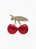 Брошь «Вишни», наливные, красно-белая в золоте