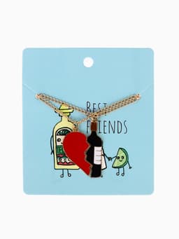 Кулоны парные на цепочке «Сердце и вино», 45 см, красные, чёрные