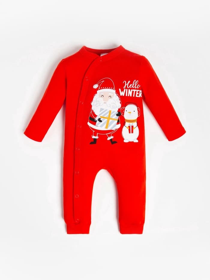 Комбинезон детский «Крошка Я» Happy winter, рост 62-68 см, красный