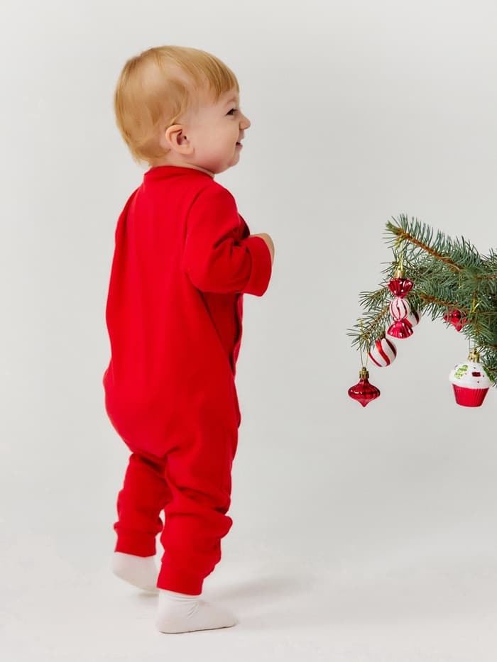 Комбинезон детский «Крошка Я» Happy winter, рост 68-74 см, красный