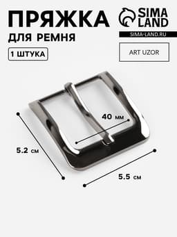 Пряжка для ремня, 5.5×5.2 см, 40 мм, цвет чёрный никель