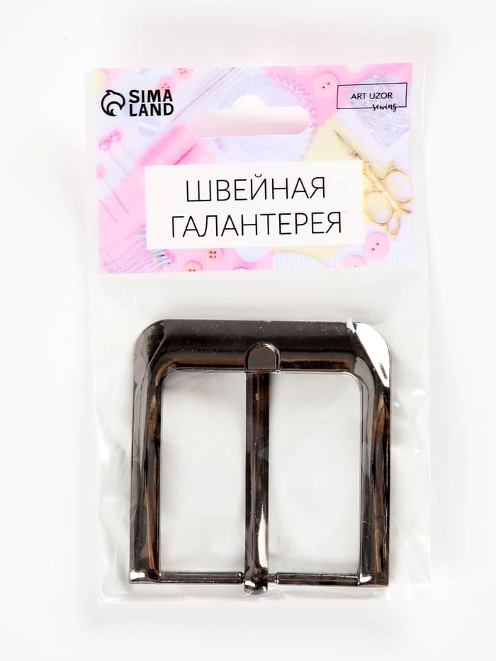Пряжка для ремня, 5.5×5.2 см, 40 мм, цвет чёрный никель