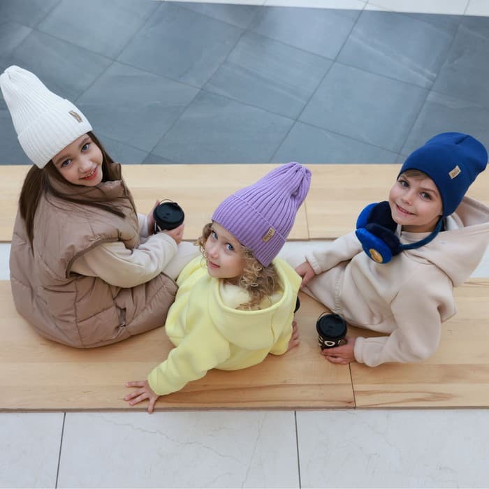 Худи детское с начёсом MINAKU: Basic Line KIDS, бежевое, рост 110 см