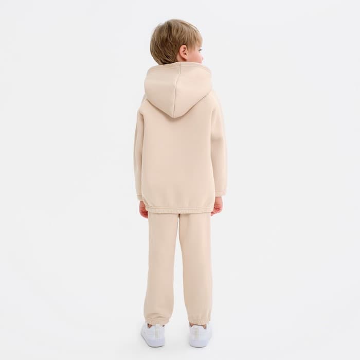 Худи детское с начёсом MINAKU: Basic Line KIDS, бежевое, рост 110 см